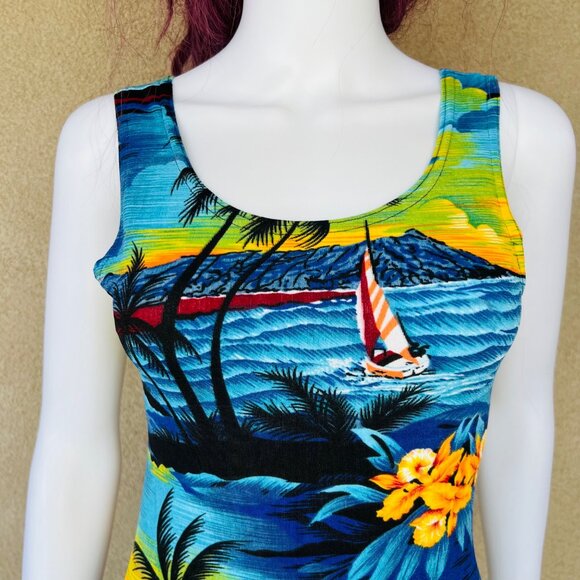 Vintage 90s Hawaiian Mini Dress - Picture 4 of 6